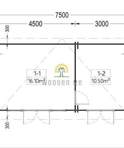 Wooden cabin MAJA (44 mm), 7.5x4 m, 30 m²