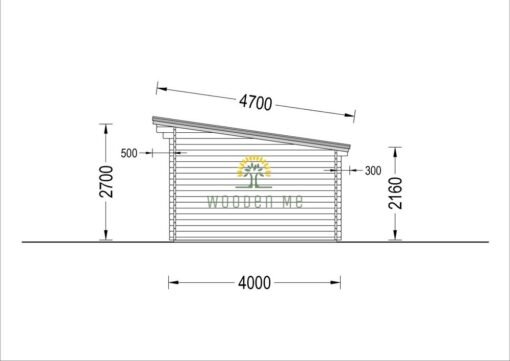 Wooden cabin MAJA (44 mm), 7.5x4 m, 30 m²