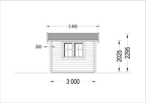 Wooden shed ADAM (44 mm), 3x3 m