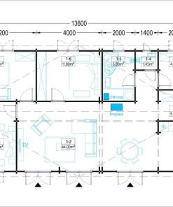 Wooden house JULIA (44+44mm), 103 m²