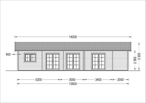 Wooden house JULIA (44+44mm), 103 m²