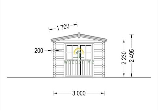 Wooden shed STRONGHOLD (44 mm), 3x6 m