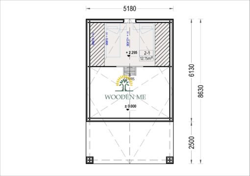 Wooden house AGATA 39 m² (44 mm + wooden paneling)