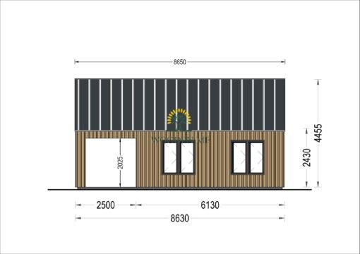 Wooden house AGATA 39 m² (44 mm + wooden paneling)