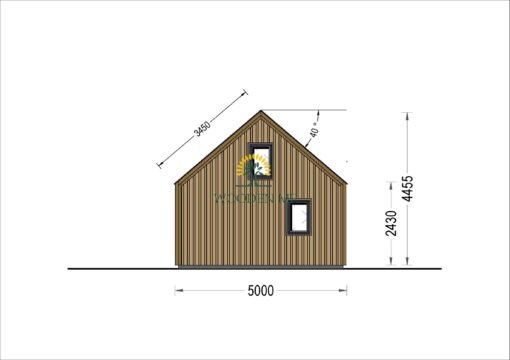 Wooden house AGATA 39 m² (44 mm + wooden paneling)