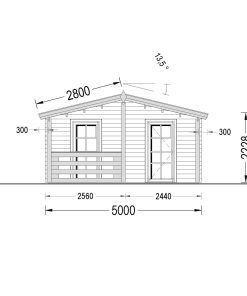 Wooden house ARGO (44 mm), 35 m² + 8m² terrace