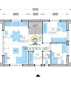 Wooden house ASTRID 120 m² (44 mm + wooden paneling)