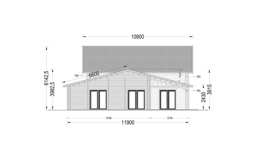 Wooden house DARLA (44+44 mm), 180 m²