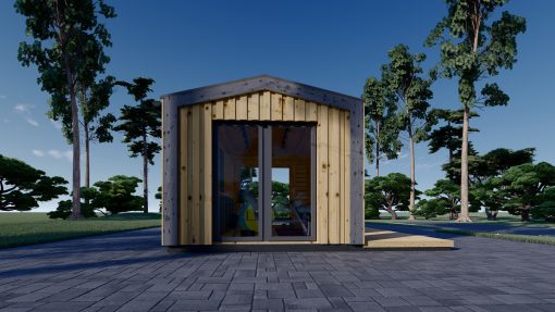 Garden shed EMMY 12 m² (34 mm + wooden paneling)
