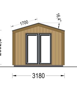 Garden shed EMMY 15 m² (34 mm + wooden paneling)