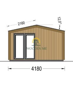 Garden shed EMMY 20 m² (34 mm + wooden paneling)