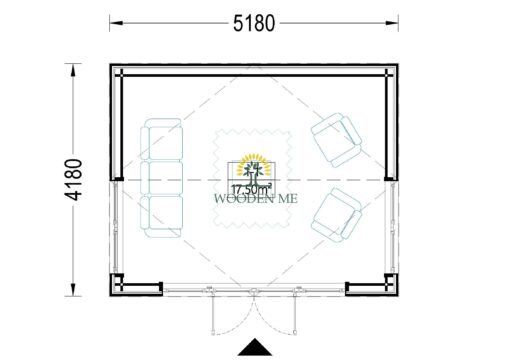 Garden shed EMMY 20 m² (34 mm + wooden paneling)