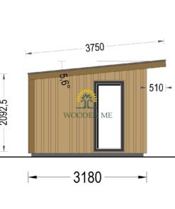 Garden shed EVELIN 12 m² (34 mm + wooden paneling)