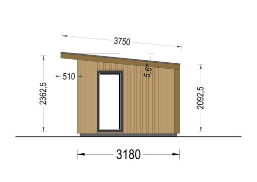 Garden shed EVELIN 12 m² (34 mm + wooden paneling)