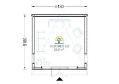 Garden shed EVELIN 25 m² (34 mm + wooden paneling)