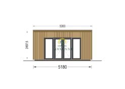Garden shed EVELIN 25 m² (34 mm + wooden paneling)