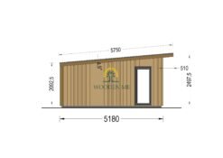 Garden shed EVELIN 25 m² (34 mm + wooden paneling)