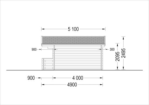 Wooden garden shed KING (44 mm), 4x5 m, 20 m²