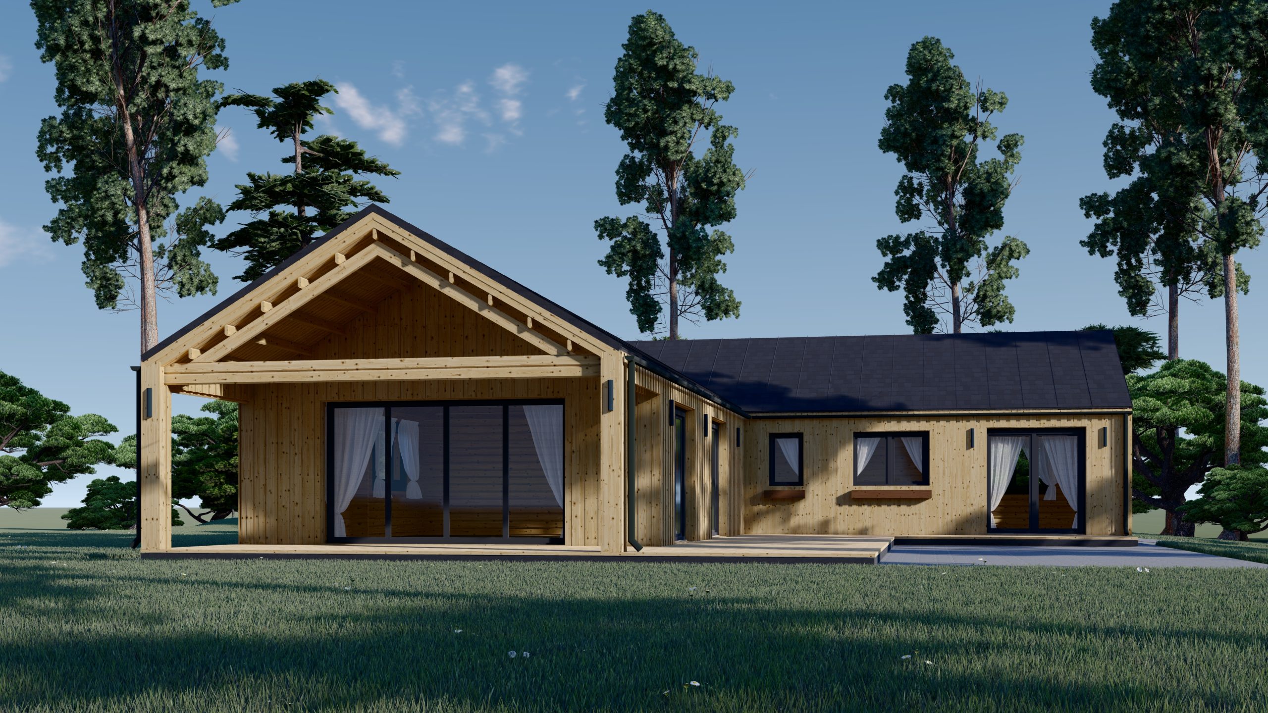 Wooden house TESSA 130 m² (44 mm + wooden paneling)