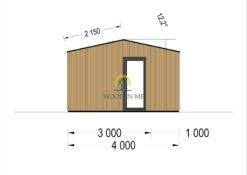 Garden office TINA (34 mm + wooden paneling), 7x4 m, 20 m²
