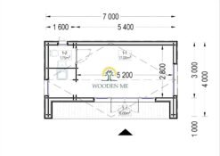 Garden office TINA (34 mm + wooden paneling), 7x4 m, 20 m²
