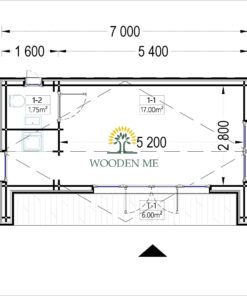 Garden office TINA (34 mm + wooden paneling), 7x4 m, 20 m²