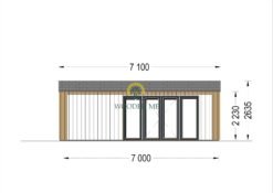 Garden office TINA (34 mm + wooden paneling), 7x4 m, 20 m²