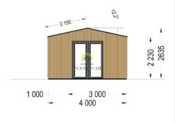 Garden office TINA (34 mm + wooden paneling), 7x4 m, 20 m²