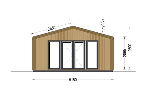 Garden cabin PIA (34 mm + 19 mm wooden cladding), 15 m²