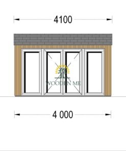 Garden office TINA (34 mm + wooden paneling), 4x4 m, 12 m²