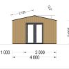 Garden office TINA (34 mm + wooden paneling), 4x4 m, 12 m²