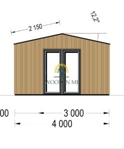 Garden office TINA (34 mm + wooden paneling), 4x4 m, 12 m²