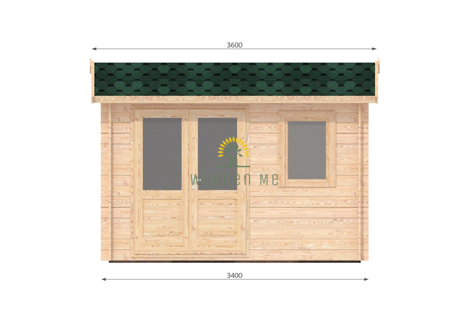 Garden shed Erna 2,5 x 3,4m, 28 mm front