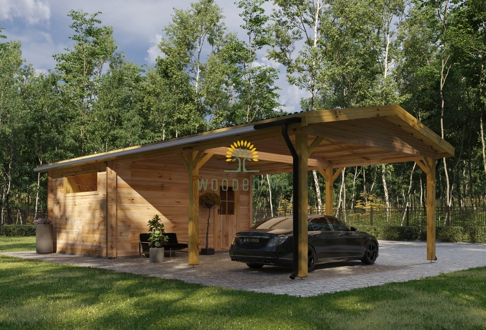 Garage with double carports 57m², 44 mm