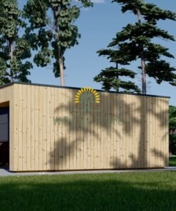 Garage with flat roof SILVIA DUO F (34 mm + wooden cladding), 6×6 m, 36 m²