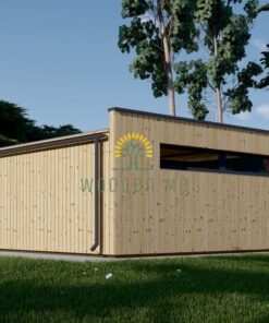 Garage with flat roof SILVIA DUO F (34 mm + wooden cladding), 6×6 m, 36 m²