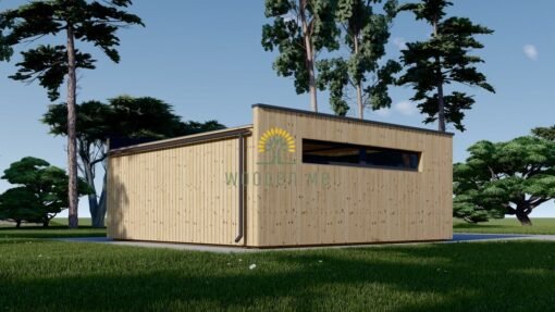 Garage with flat roof SILVIA DUO F (34 mm + wooden cladding), 6×6 m, 36 m²