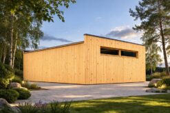 Double Garage with Shed SILVIA DUO F PLUS 48 m² (8 × 6 m), 34 mm + wooden cladding
