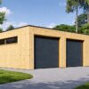 Double Garage with Shed SILVIA DUO F PLUS 48 m² (8 × 6 m), 34 mm + wooden cladding