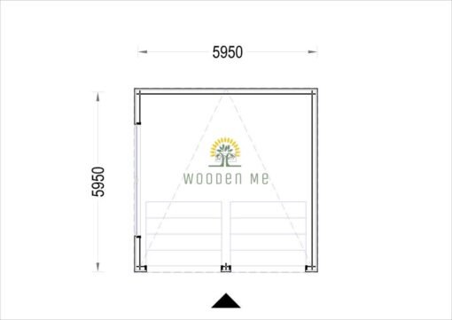 Garage with flat roof SILVIA DUO F (34 mm + wooden cladding), 6×6 m, 36 m²