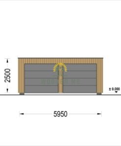 Garage with flat roof SILVIA DUO F (34 mm + wooden cladding), 6×6 m, 36 m²