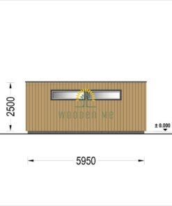 Garage with flat roof SILVIA DUO F (34 mm + wooden cladding), 6×6 m, 36 m²