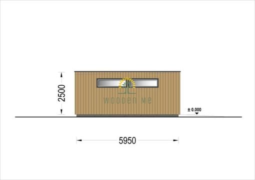 Garage with flat roof SILVIA DUO F (34 mm + wooden cladding), 6×6 m, 36 m²