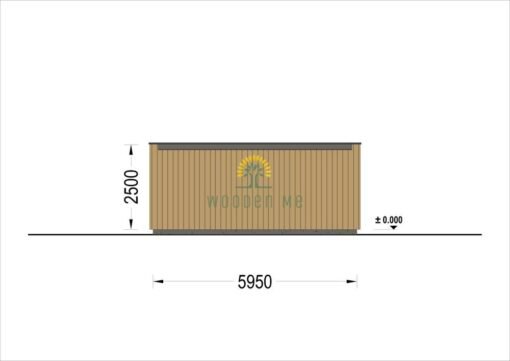 Garage with flat roof SILVIA DUO F (34 mm + wooden cladding), 6×6 m, 36 m²