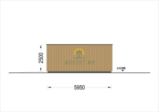 Garage with flat roof SILVIA DUO F (34 mm + wooden cladding), 6×6 m, 36 m²