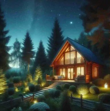 summer house in the night scene