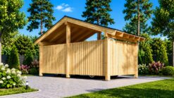 Wooden Carport with L-Shaped Wall LUNA (3.2 x 6 m)