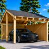Wooden Carport with L-Shaped Wall LUNA (3.2 x 6 m)