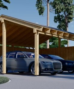 Double Carport with L-Shaped Wall LUNA DUO, 6 x 6 m