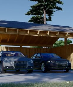 Double Carport with L-Shaped Wall LUNA DUO, 6 x 6 m